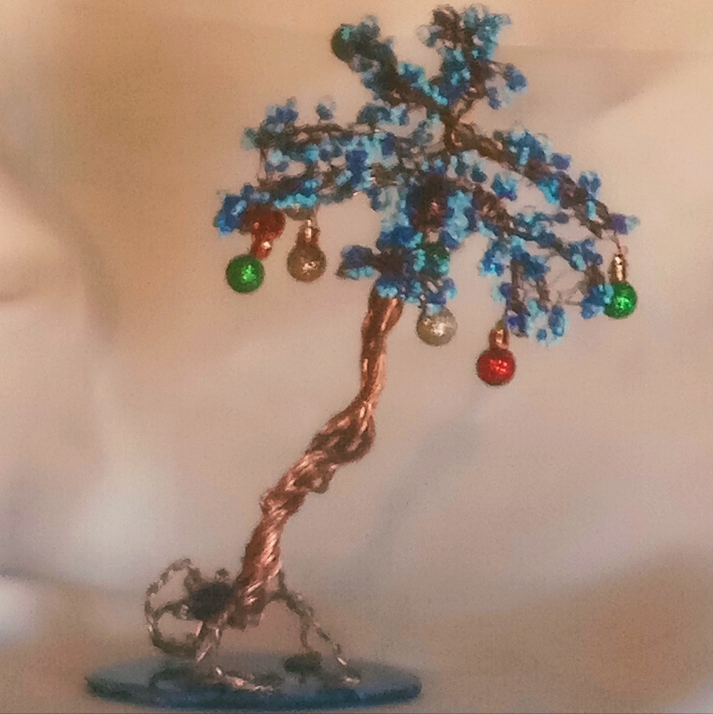 Giftable Hand Crafted Copper Wire Blue Jungle Tree - Picture 2 of 5